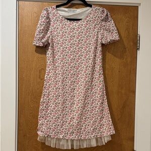 Charming Floral women’s Dress with Tulle Hem